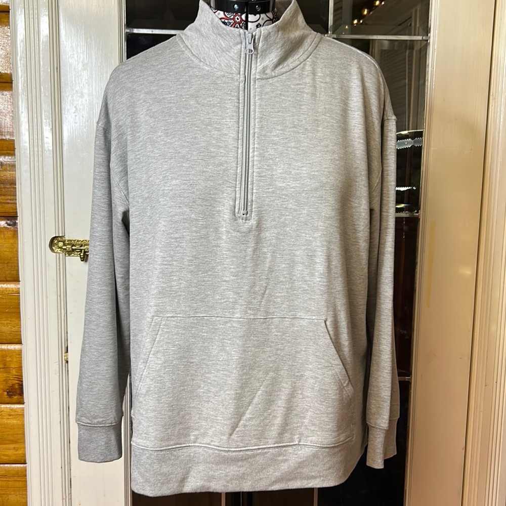 NWT Ricki’s Grey Quarter Zip Rayon Spandex Soft Lounge Top XL
